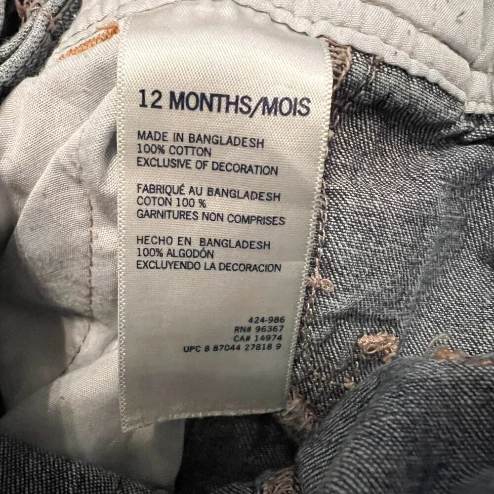 OshKosh B'gosh Denim Overall Bibs Size 12 Months